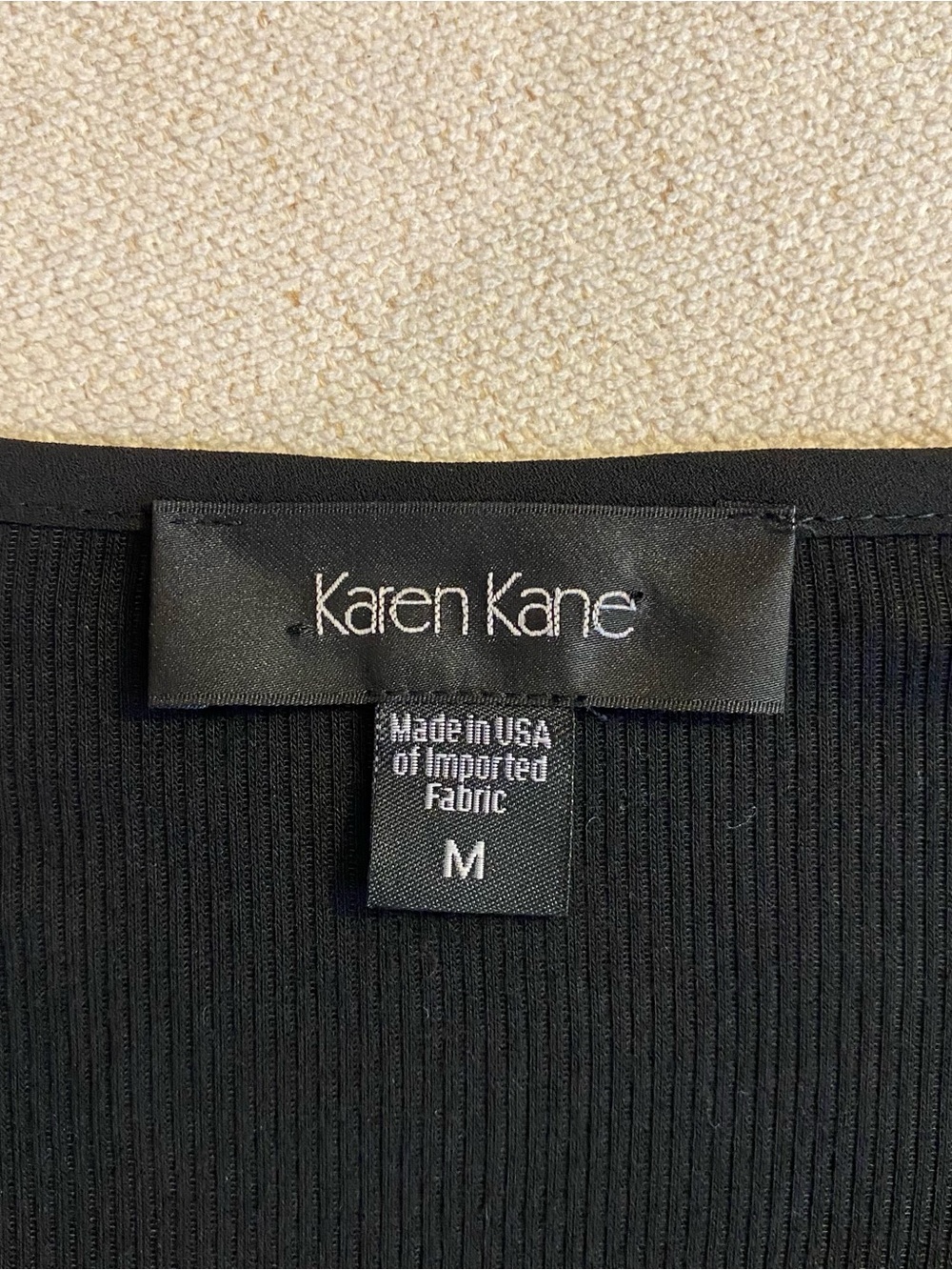 Karen Kane Black & Gray Grunge Chevron Knit Tunic Top Asymmetrical Hem, Size M - Picture 3 of 3